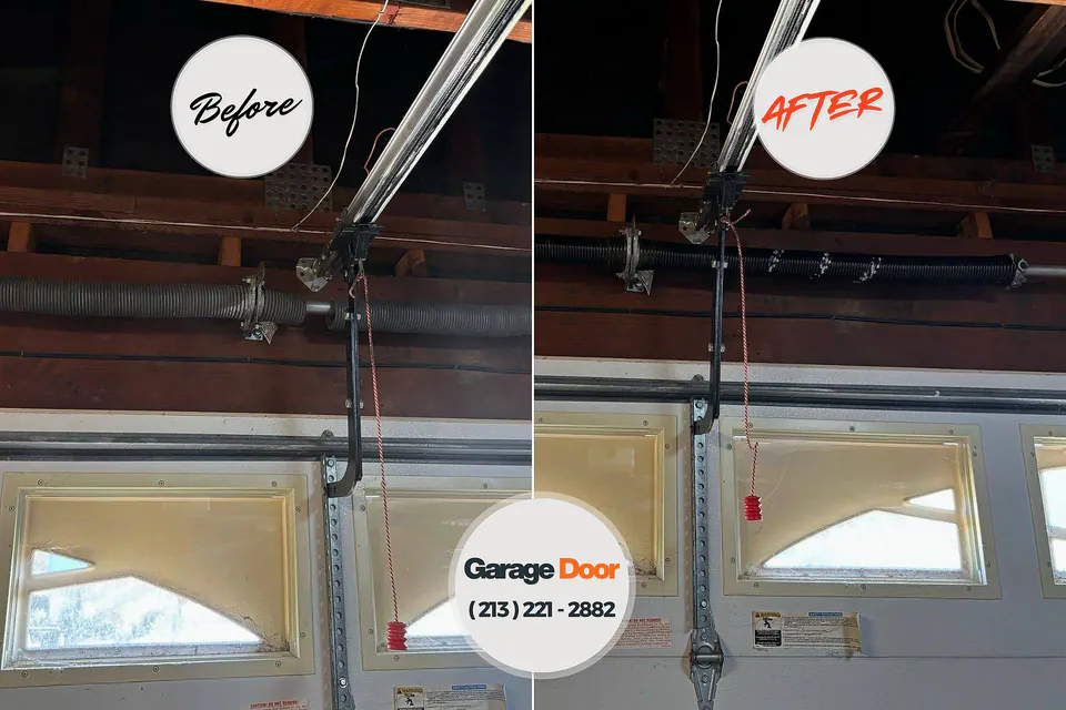 Before and after: garage door repair Plattsburgh, NY